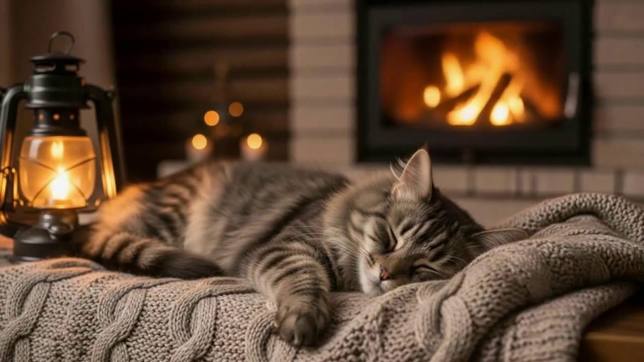 Healing Cat Music 432Hz 🐈 Warm Fireplace Sounds For Emotional Balance, Comfort, And Rest