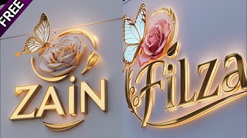 How To Create 3d Name Art Dp Golden Glass Like With Yellow Neon Text Ai images | Bing Ai #meta #new