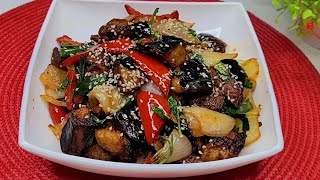 КИТАЙСКИЕ БАКЛАЖАНЫ КИСЛО-СЛАДКИЕ САЛАТ. ОЧЕНЬ ВКУСНЫЙ СЫТНЫЙ САЛАТ ИЗ БАКЛАЖАНОВ.