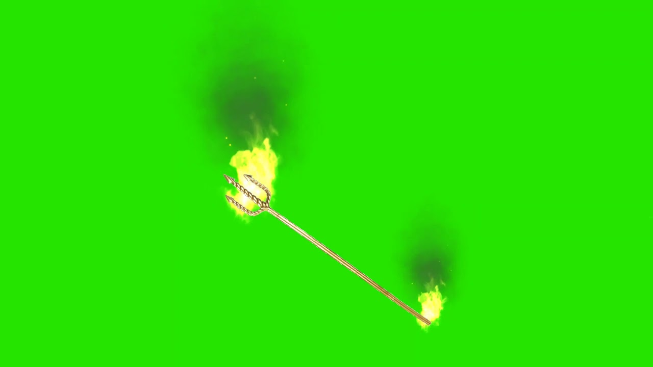 burning trident free green screen effect