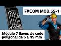 FACOM MOD.55-1 - Módulo 7 llaves de codo poligonal de 6 a 19 mm