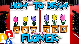 how to draw mothers day flower pots