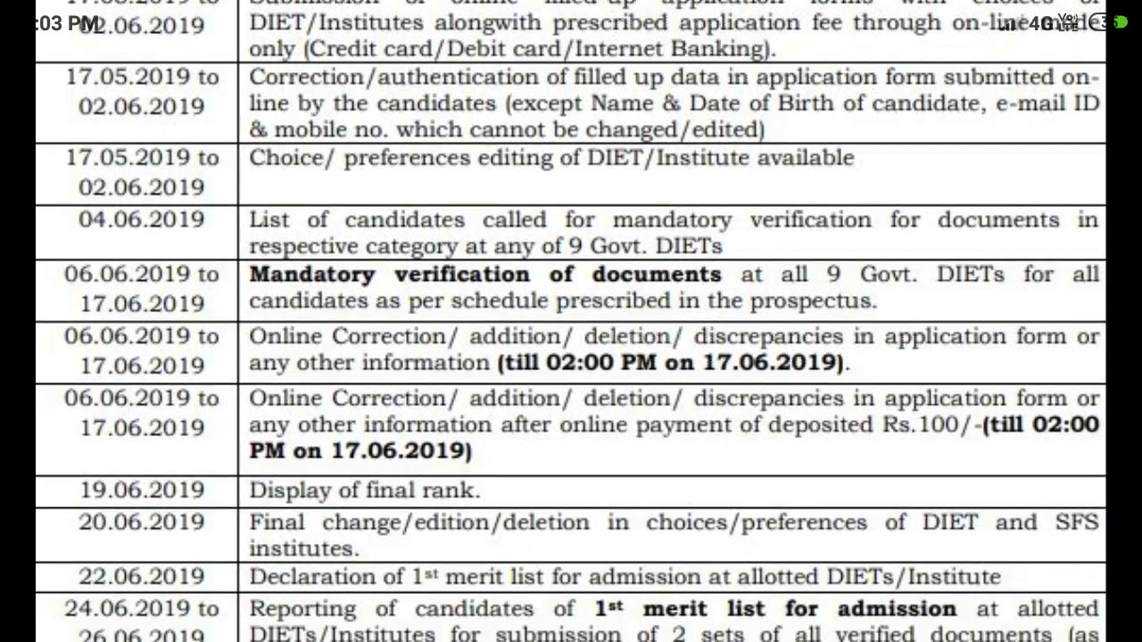 Scert Delhi | 2019-2021 Admission Schedule |
D.EL.ED ,DIET