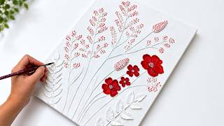 I Turned a Blank Canvas into a 3D Flower Garden 🌺 | Textured Floral Painting