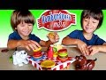 🍔HAMBURGUESA A LA MESA!!🍔Los PERRITOS TRAVIESOS 👅tiran del mantel!! juegos en familia para niños