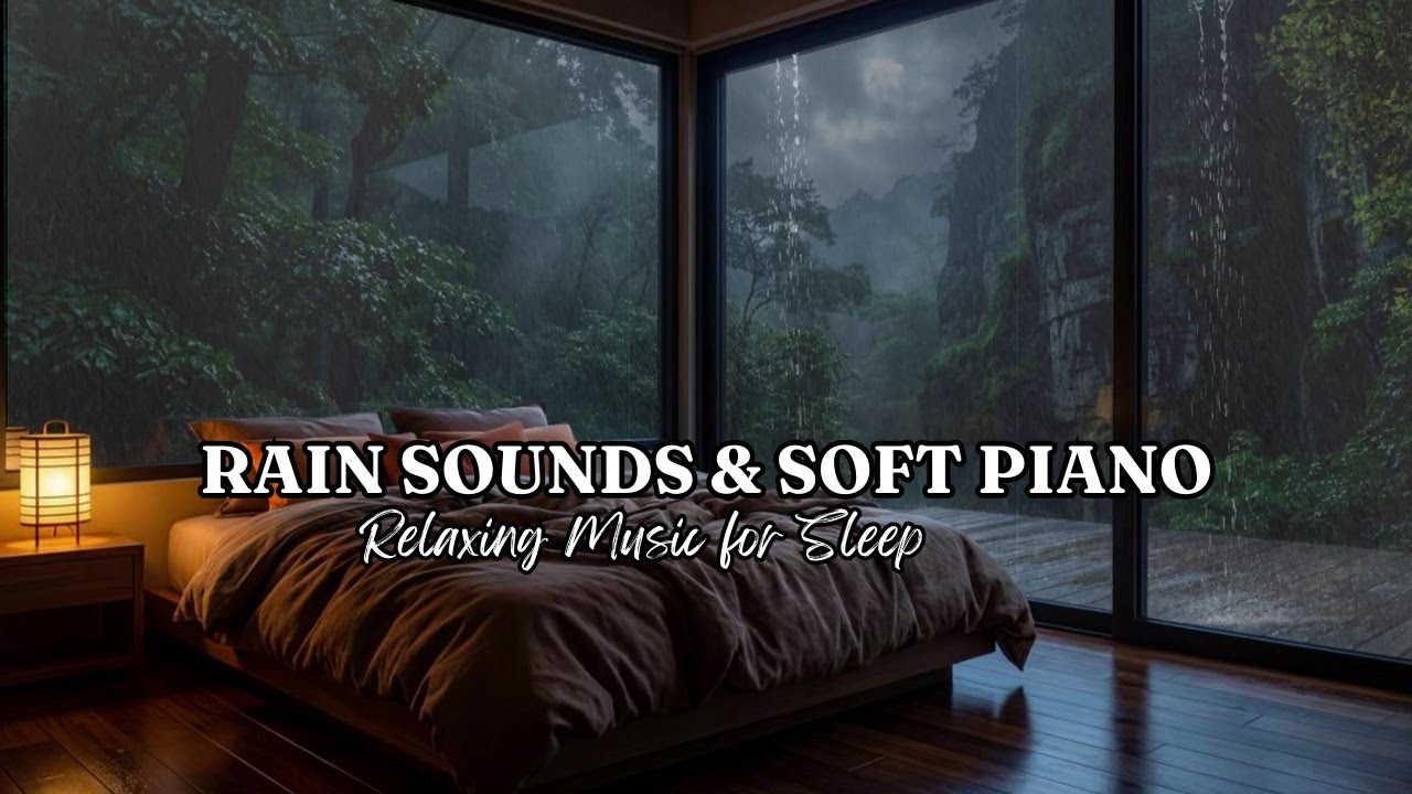 Relaxing Sleep Music & Insomnia - Stress Relief with Warm Bedroom 🎶 Peaceful Piano with Rain Sounds