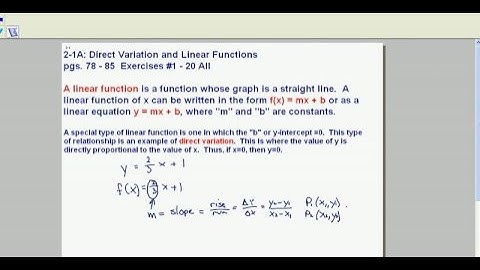 direct variation and Linear Functions