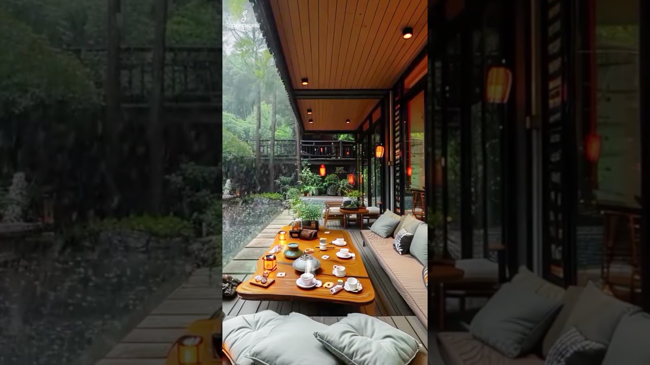 🔥 Ultimate Cozy Mountain Hotel – Heavy Rain, Roaring Fire & Pure Relaxation! 🌧️🏔️✨