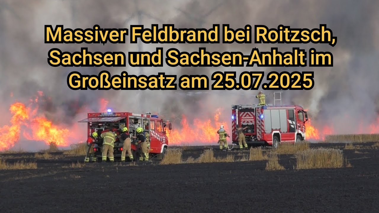 🔥Zwei Bundesländer bekämpfen 15Ha. Feldbrand! - Großeinsatz zwischen Roitzsch & Zaasch am 25.07.2025