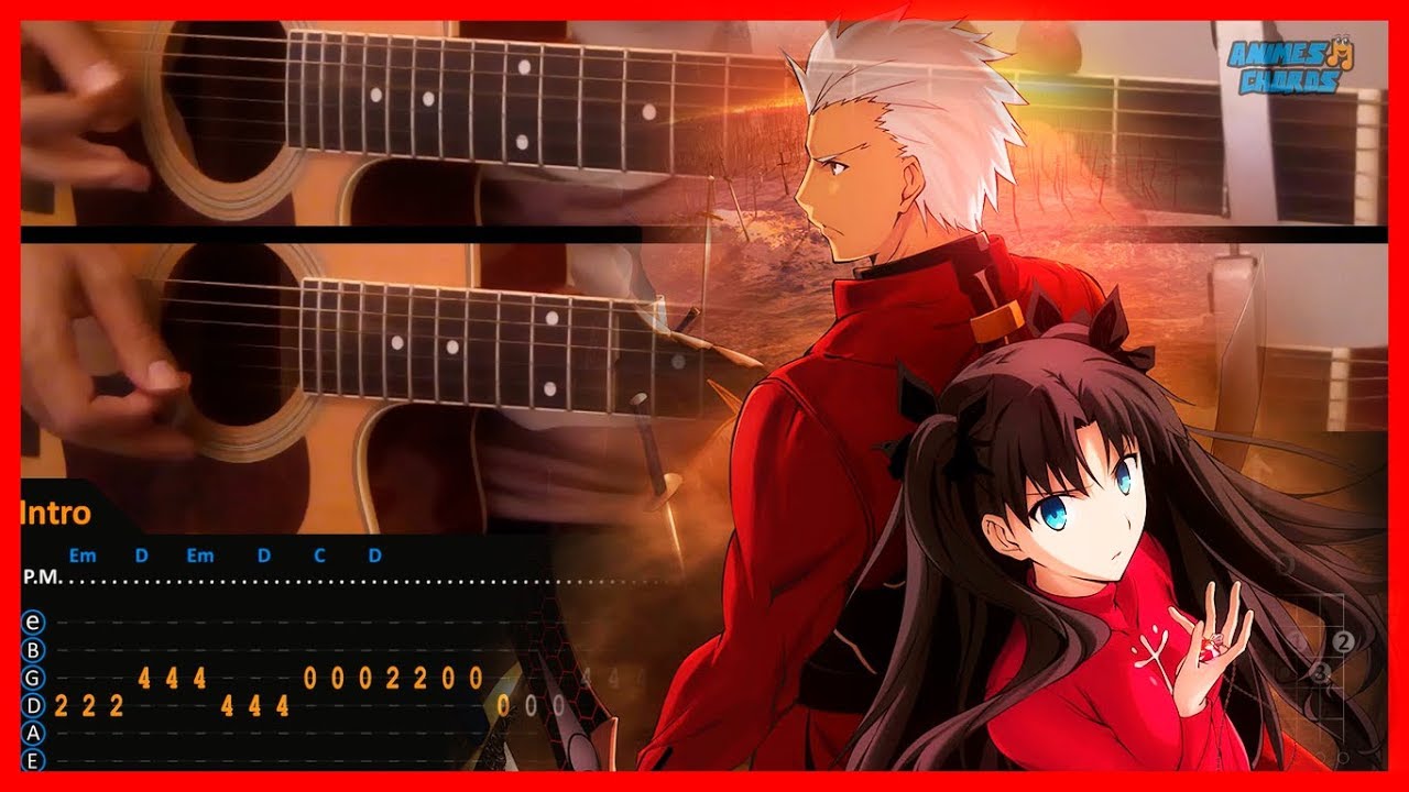 Fate Stay Night Unlimited Blade Works 2 Op Brave Shine Acoustic Guitar Lesson Tutorial Tab Youtube