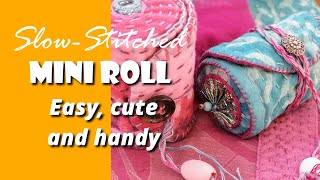 Cute slow-stitched mini sewing kit with repurposed fabrics