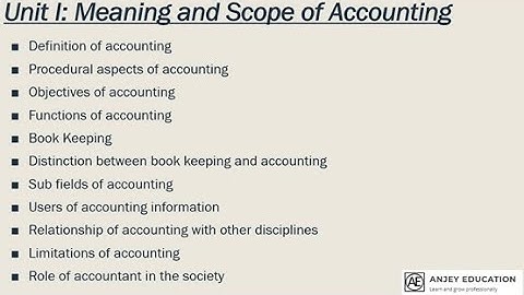 Unit 1: Meaning and Scope of Accounting | Chapter 1: Theoretical Framework