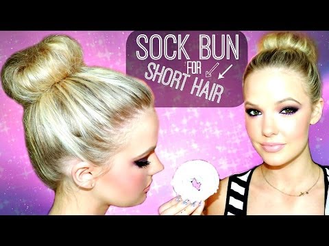 Sock Bun For Short To Medium Hair Tutorial Youtube
