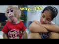 Dangerously baby monkey kiti suddenly attacked bongs sister