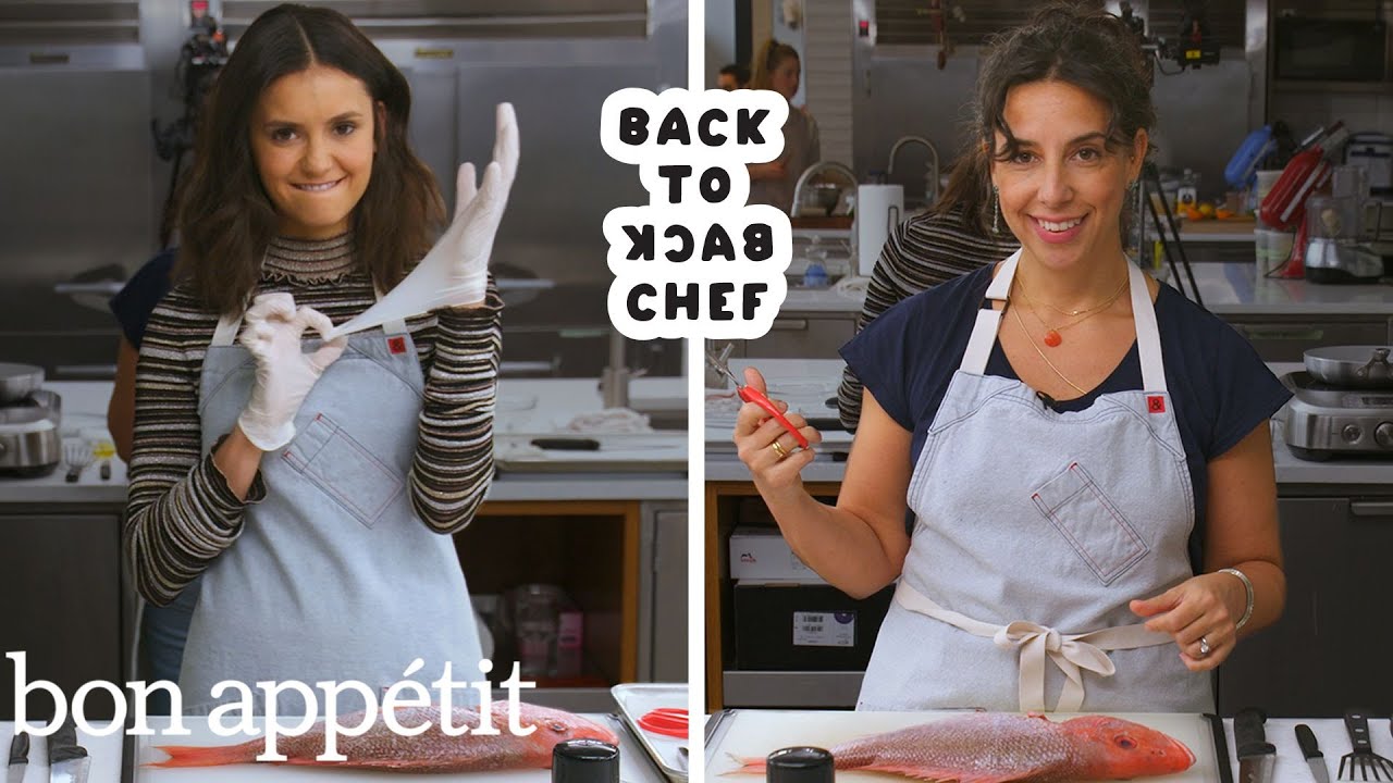 Nina Dobrev Tries to Keep Up with a Professional Chef   Back-to-Back Chef   Bon Apptit