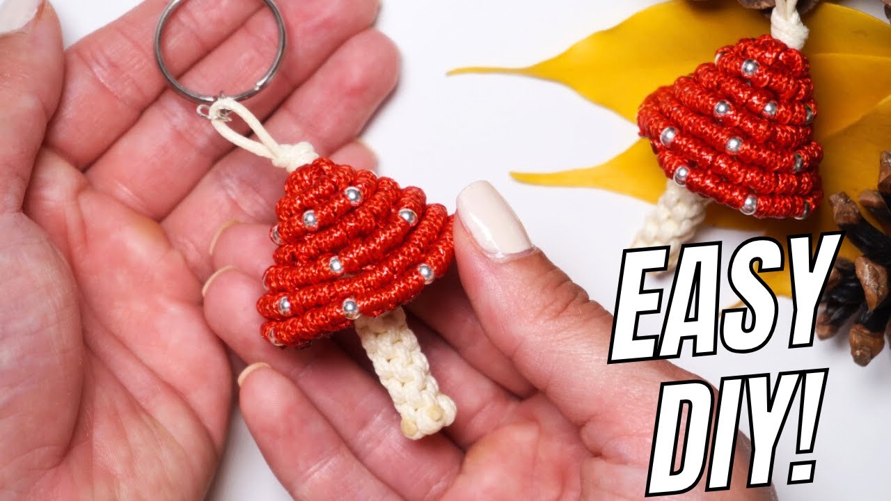 🍄 DIY Macramé Mushroom Keychain Tutorial (Easy & Adorable!)