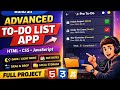 Build Advanced To-Do List App Using HTML CSS JavaScript | Full Project Tutorial #coding #htmlcss