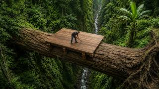 Man Builds an Amazing Treehouse on a Giant Fallen Tree | From Start to Finish@norusarubushcraft