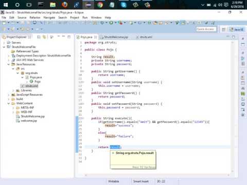 struts welcome example using eclipse part 2