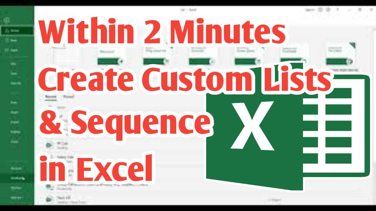 How to Create Custom Lists & Sequence in Excel | In Tamil - YouTube