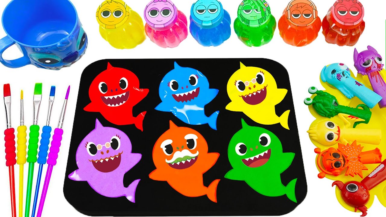 Satisfying Video | How To Make Rainbow Baby Shark With Glitter Slime And Glossy Balls Cutting ASMR