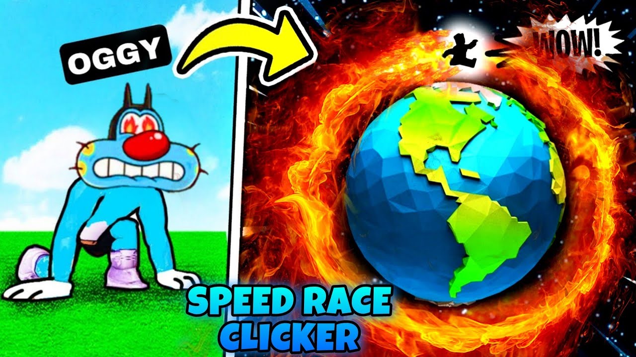 Oggy Reach God Speed In Speed Race Clicker Game Roblox