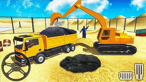 Excavator Backhoe Loading Dump Truck with Sand at Quarry Site #3 - Android Gameplay