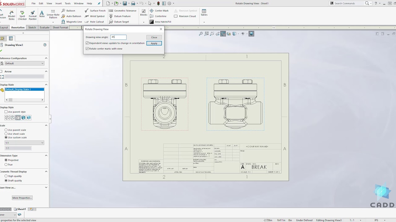 Unique Rotate Sketch In Drawing Solidworks for Kids