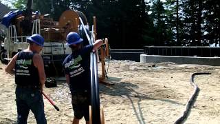 Setting the Geoththermal Grout Loops for a closed loop system.