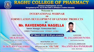 International webinar on Formulation development of Generic Products