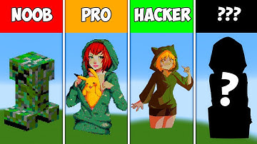 Pixel Art (NOOB vs PRO vs HACKER vs ???) Creeper in Minecraft