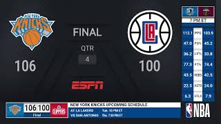 Knicks Clippers NBA on ESPN Live Scoreboard