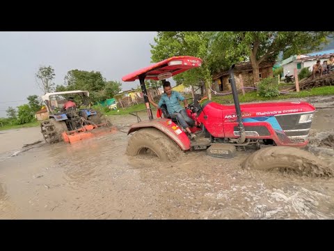 Mahindra 4x4 and Sonalika 60 Rx Stuck in Mud Pulling by NOVO 605 and Escort Hydra