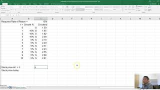 Stock Valuation with Variable Dividend Growth Rate in Excel