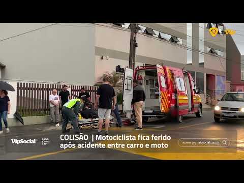 Motociclista fica ferido após acidente entre carro e moto