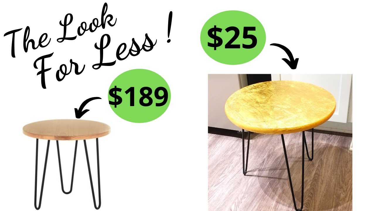 DIY HAIRPIN LEG TABLE - W/GOLD LEAF - EASY MID CENTURY MODERN TABLE