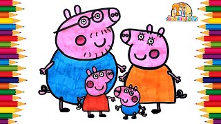 Cómo Dibujar Y Colorear Peppa Pig Y Familia