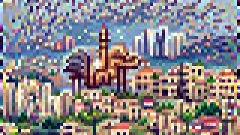 "beirut skyline. #pixelart" - CLIPIT PixelDraw #pollinations #generative #art #machinelearning