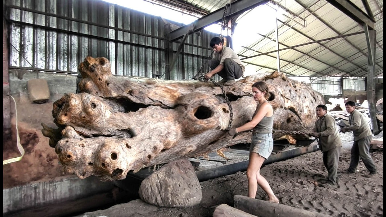 Incredible Size‼️Sawing a Giant Trembesi Tree Log at a sydney sawmill🌲