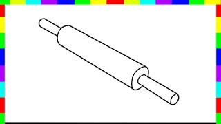 Rolling Pin Drawings | How to draw a Rolling pin step by step for beginners