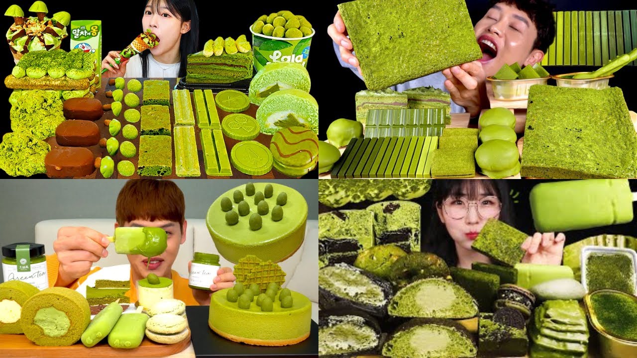💚YUMMY MATCHA + GREEN TEA DESSERTS 🍵 | BIG BITE ASMR MUKBANG COMPILATION 😍