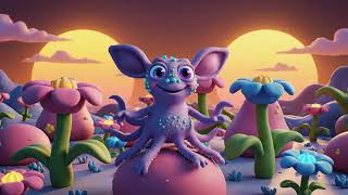 A cute alien bouncing