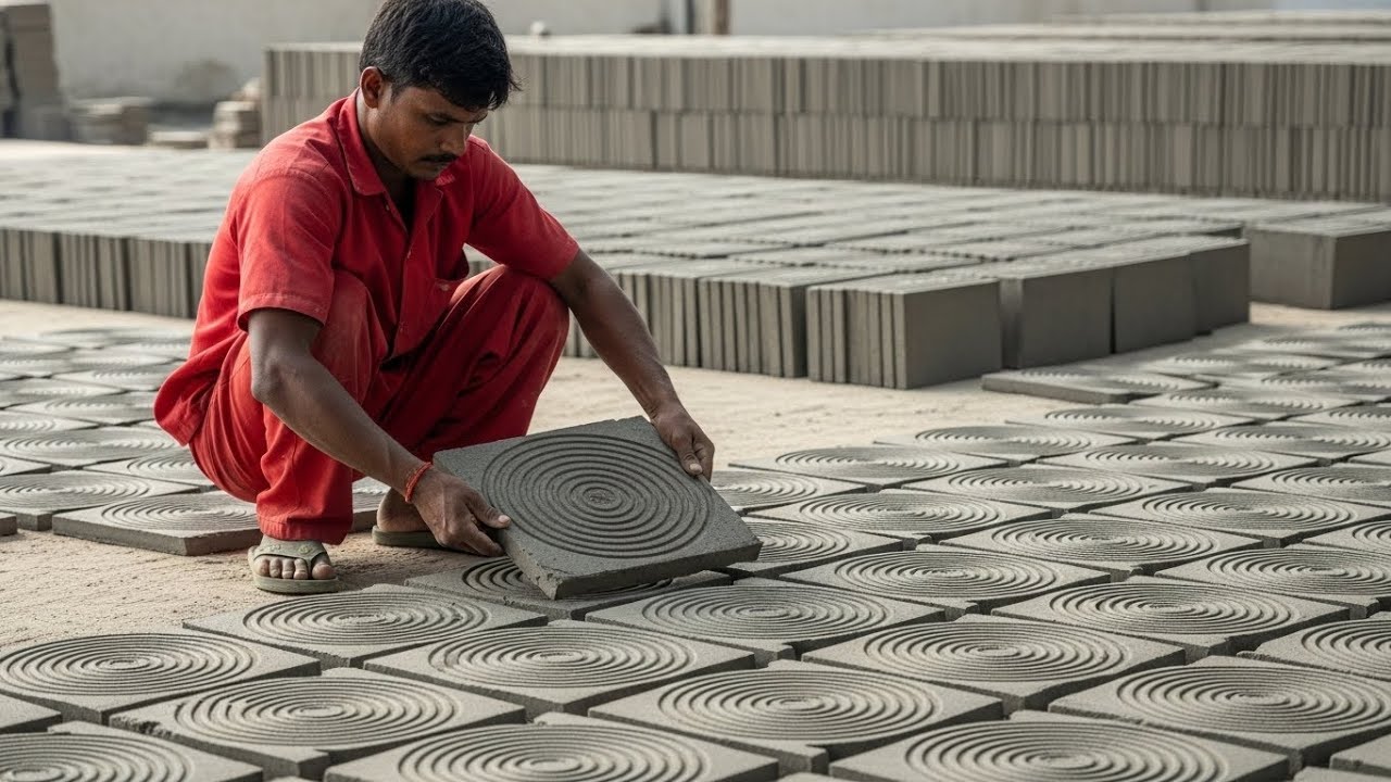 Amazing Cement Tile Production Line - Real Factory Process