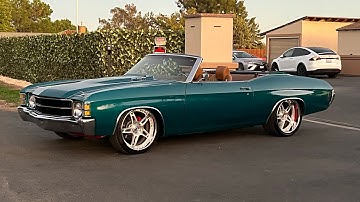 TEST DRIVE 1971 Convertible Chevelle blue print 530hp LS3. Call 9168567931 or victorylapclassics.net