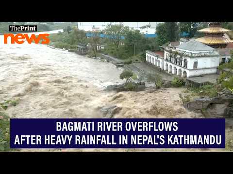 Bagmati River overflows its banks following persistent heavy rainfall in Kathmandu, Nepal