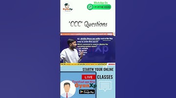 CCC EXAM Questions #ccc #cccexam #cccmcq #cccgyanxp #gyanxp #shorts