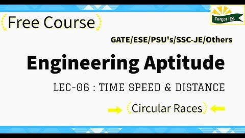 Engineering Aptitude | Lec 6 | Time, Speed and Distance | GATE | IES | PSU