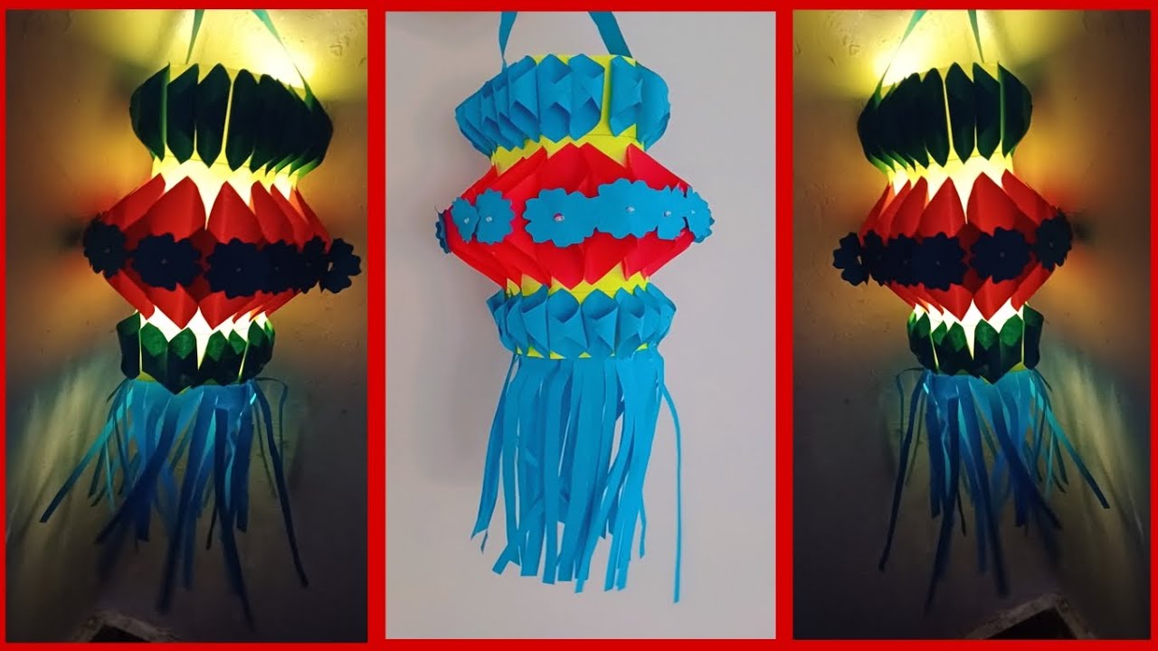 How To Make Paper Lantern Kandil Lamp For Diwali or Christmas - YouTube