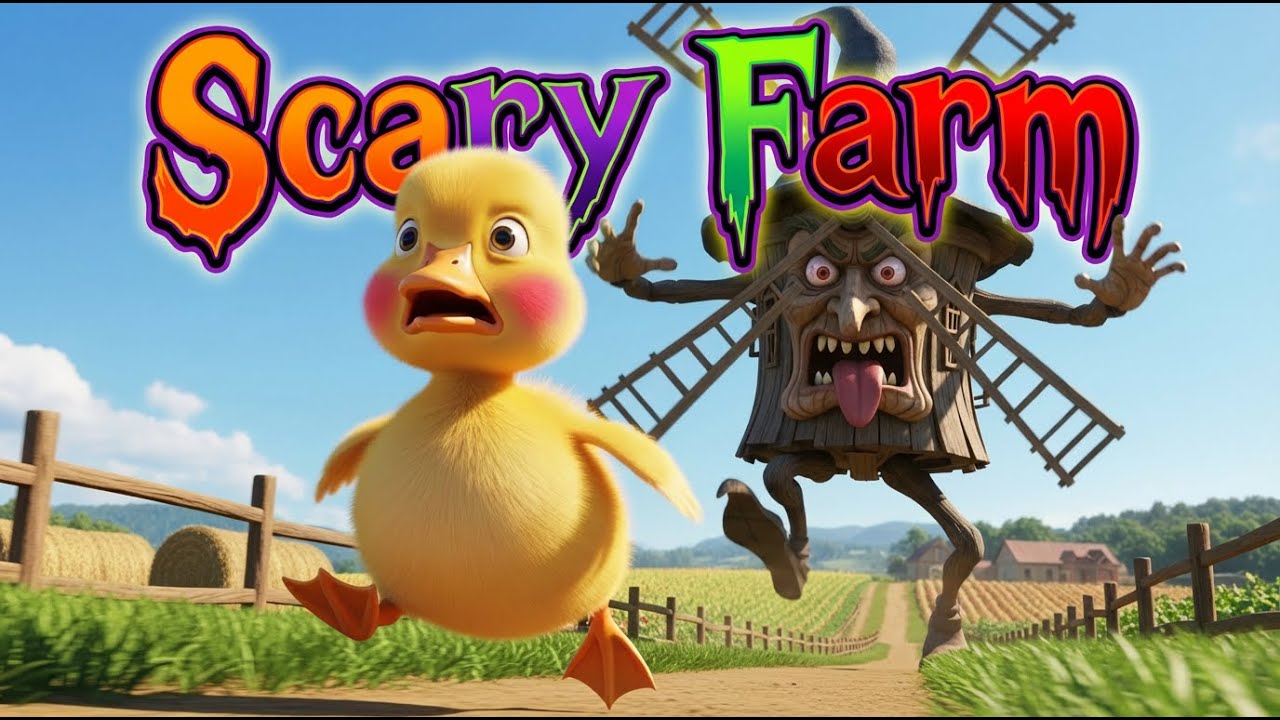 The little duck gets lost on a scary farm