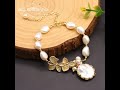GLSEEVO 100% Natural Fresh Water White Pearl Bracelets For Women Girl Birthday Leaves Bracelet